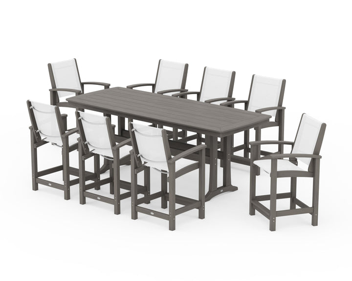 POLYWOOD® Coastal 9-Piece Counter Set with Trestle Legs
