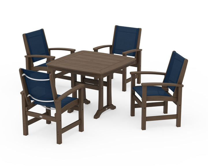 POLYWOOD® Coastal 5-Piece Dining Set with Trestle Legs