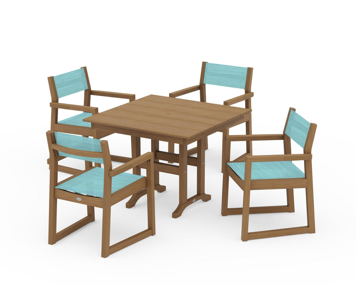 POLYWOOD® EDGE Sling Arm Chair 5-Piece Farmhouse Dining Set