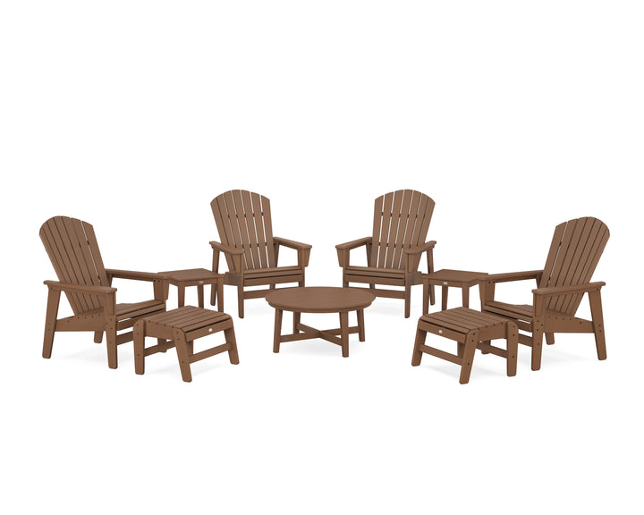 POLYWOOD® Nautical Grand Upright Adirondack 9-Piece Conversation Set