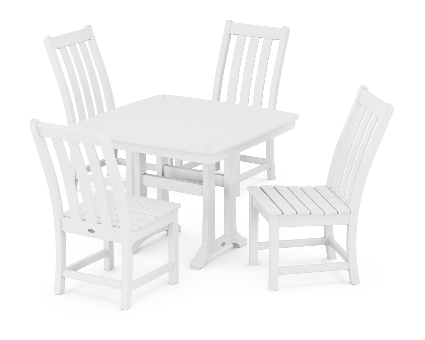 Vineyard Side Chair 5-Piece Dining Set with Trestle Legs