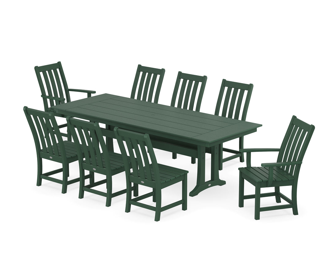 POLYWOOD® Vineyard 9-Piece Farmhouse Dining Set with Trestle Legs