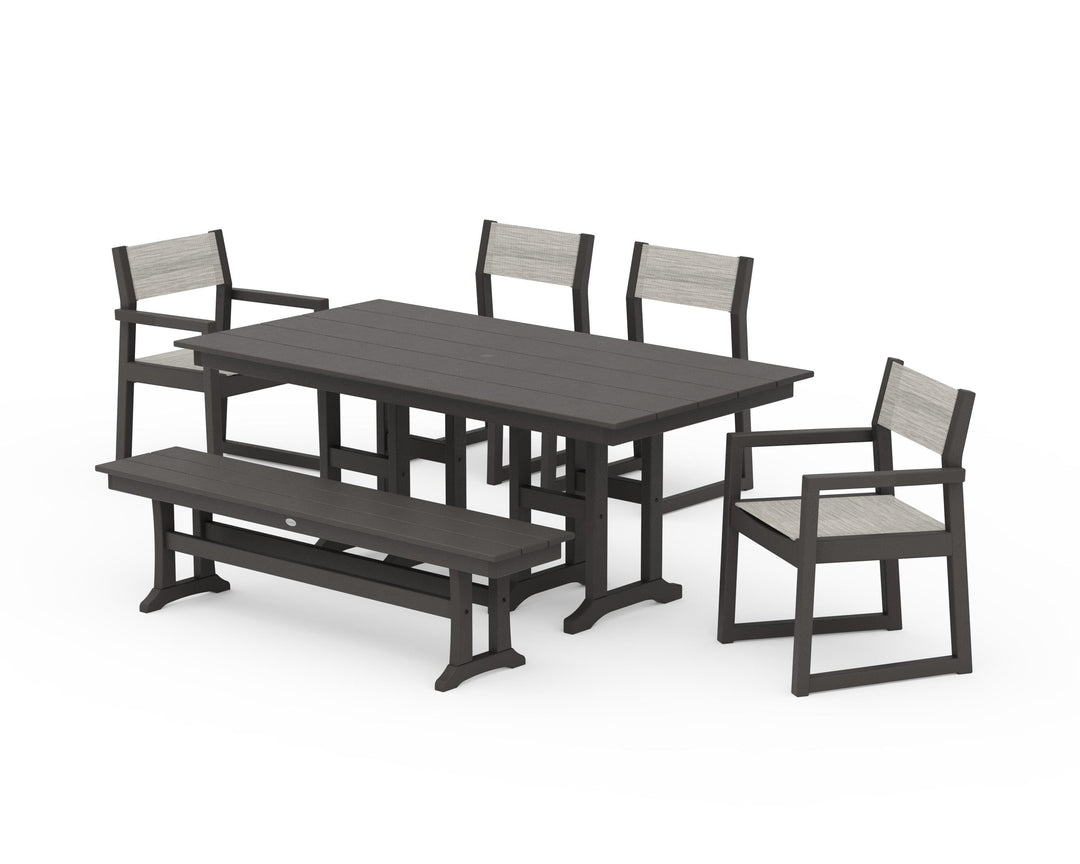 POLYWOOD® EDGE Sling 6-Piece Farmhouse Dining Set