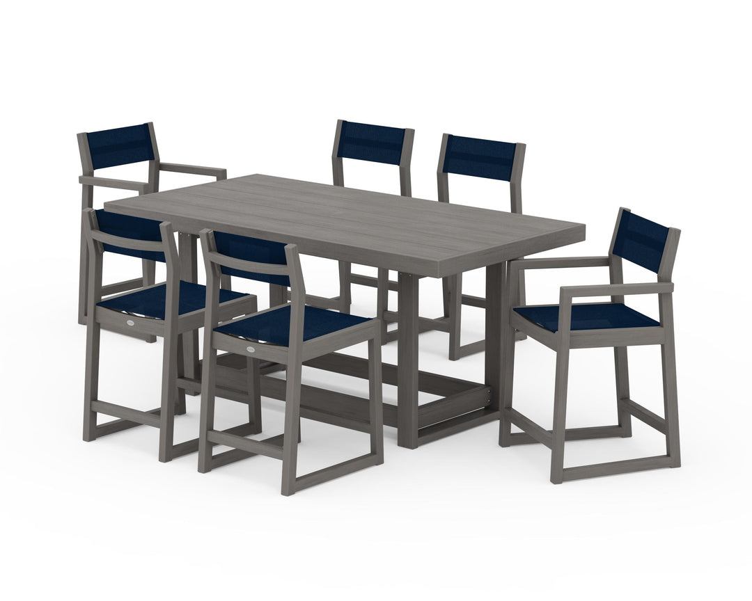 POLYWOOD® EDGE Sling 7-Piece Counter Table Set