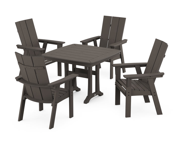 POLYWOOD® Modern Adirondack 5-Piece Dining Set with Trestle Legs