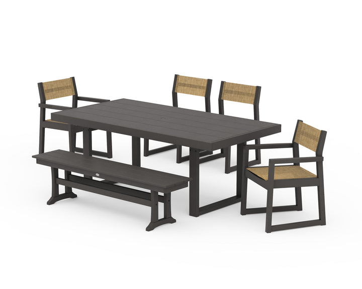 POLYWOOD® EDGE Sling 6-Piece Dining Set with Bench