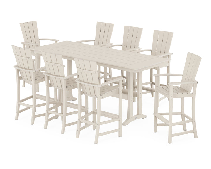 POLYWOOD® Quattro Adirondack 9-Piece Farmhouse Bar Set with Trestle Legs