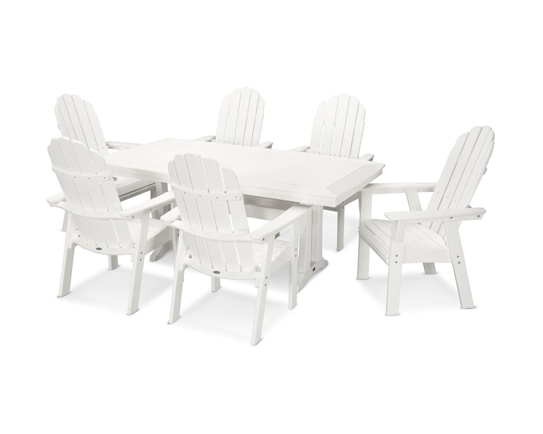 POLYWOOD® Vineyard Curveback Adirondack 7-Piece Dining Set with Trestle Legs