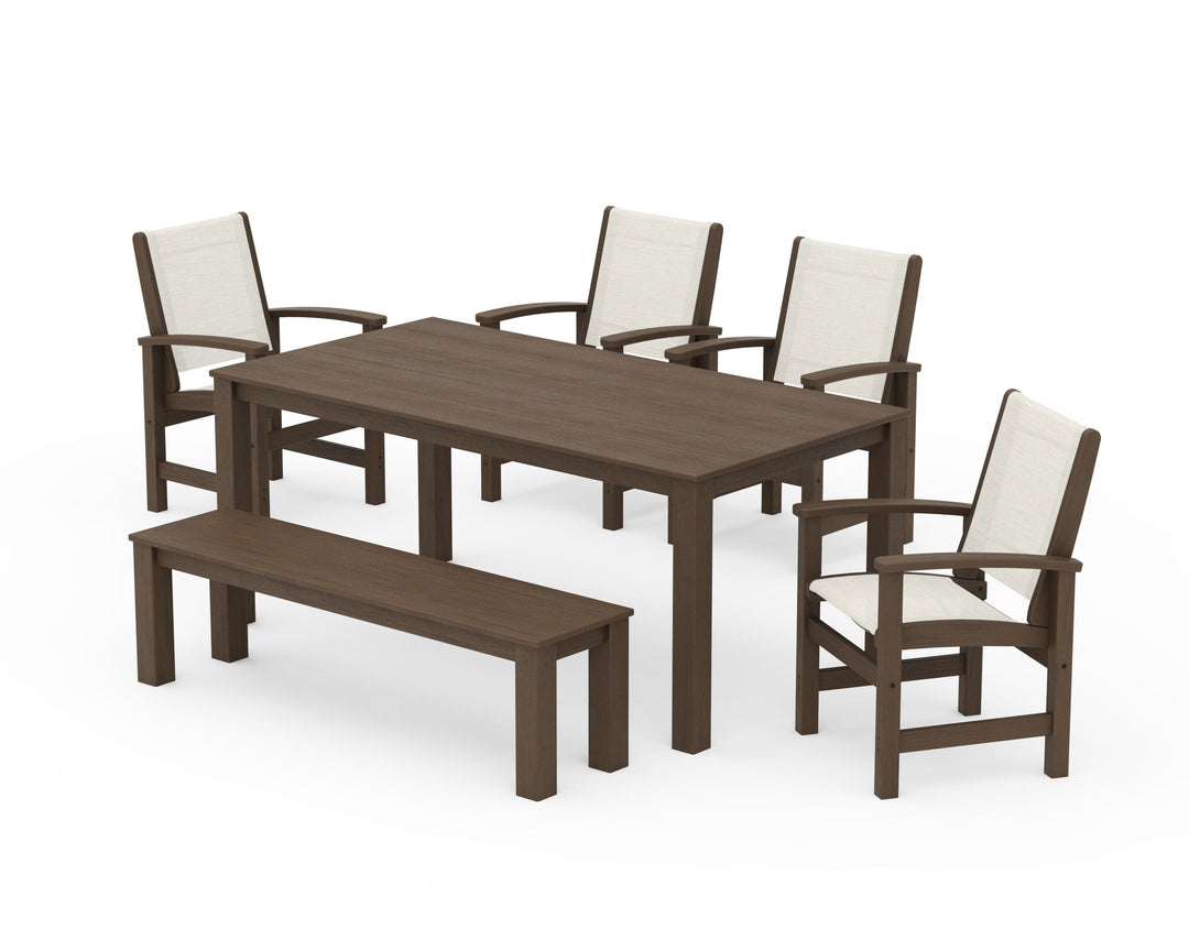 POLYWOOD® Coastal 6-Piece Parsons Dining Set with Bench