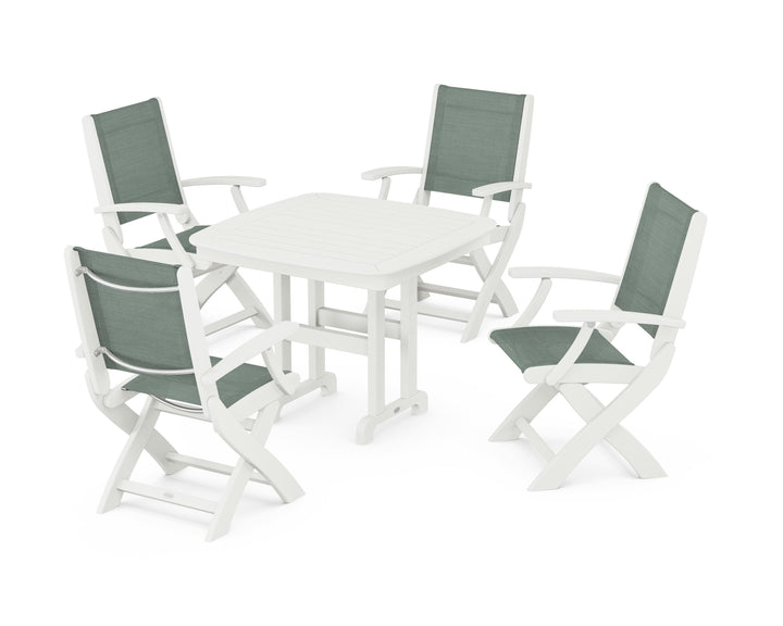POLYWOOD® Coastal Folding Chair 5-Piece Dining Set