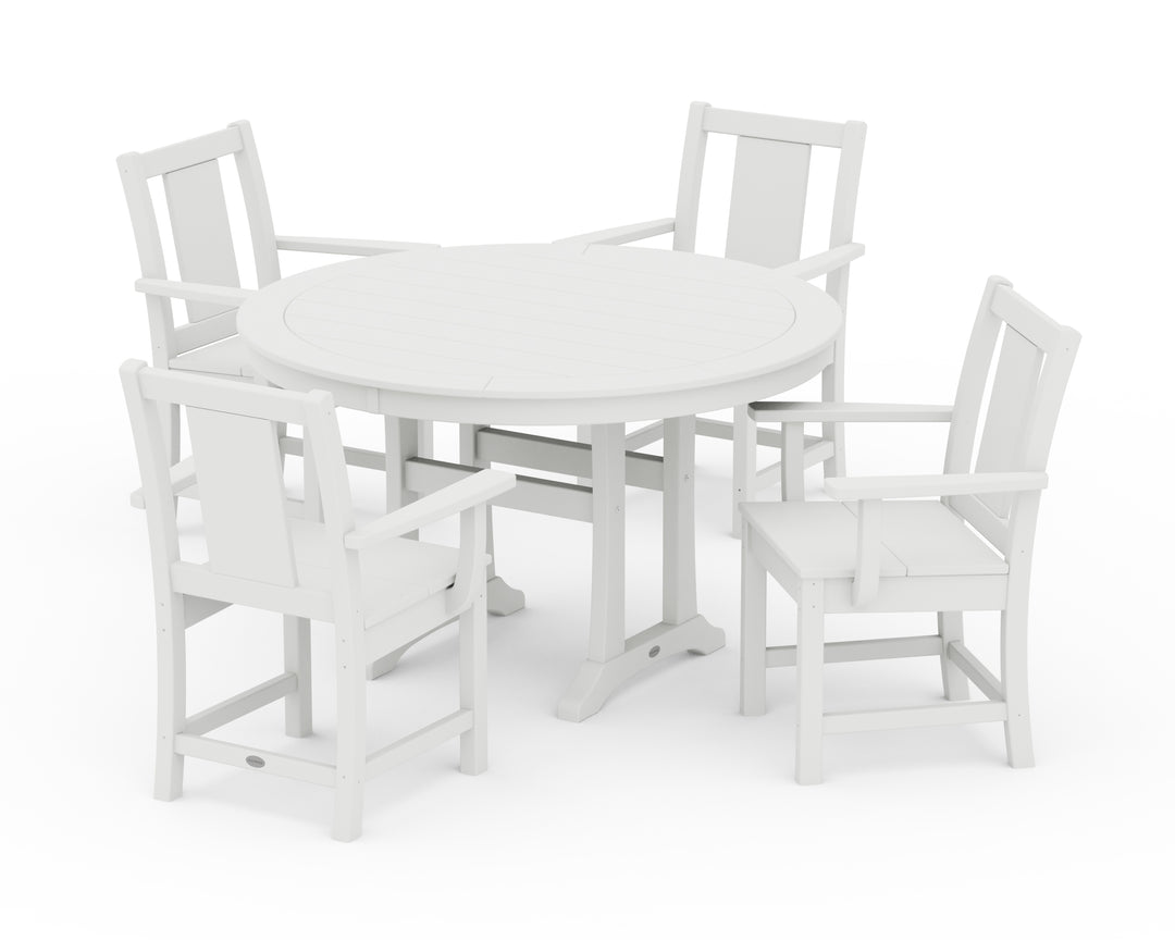 POLYWOOD® Prairie 5-Piece Round Dining Set with Trestle Legs