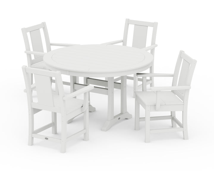 POLYWOOD® Prairie 5-Piece Round Dining Set with Trestle Legs