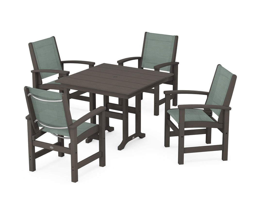 POLYWOOD® Coastal 5-Piece Farmhouse Dining Set