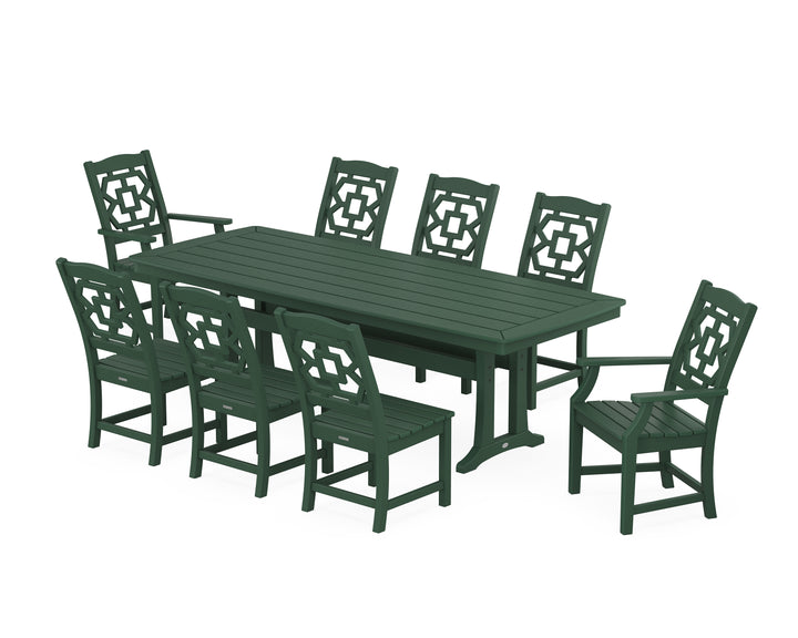 Martha Stewart by POLYWOOD® Chinoiserie 9-Piece Dining Set with Trestle Legs