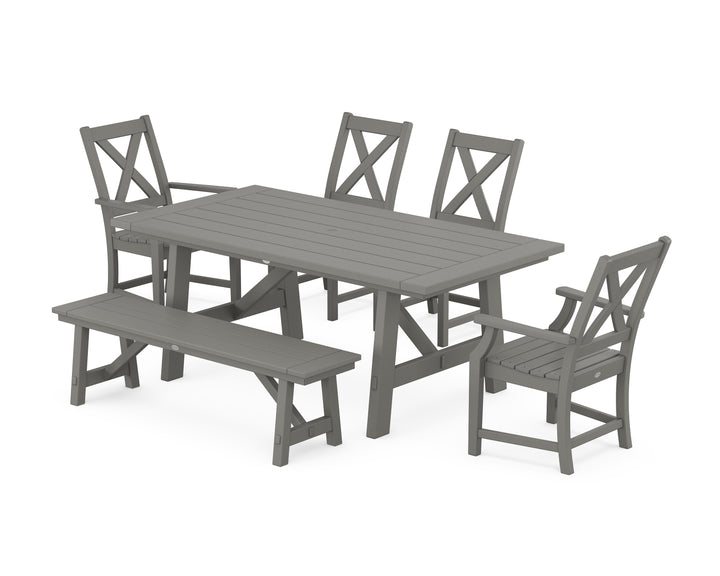 POLYWOOD® Braxton 6-Piece Rustic Farmhouse Dining Set With Trestle Legs