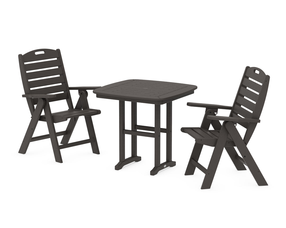 POLYWOOD® Nautical Folding Highback Chair 3-Piece Dining Set