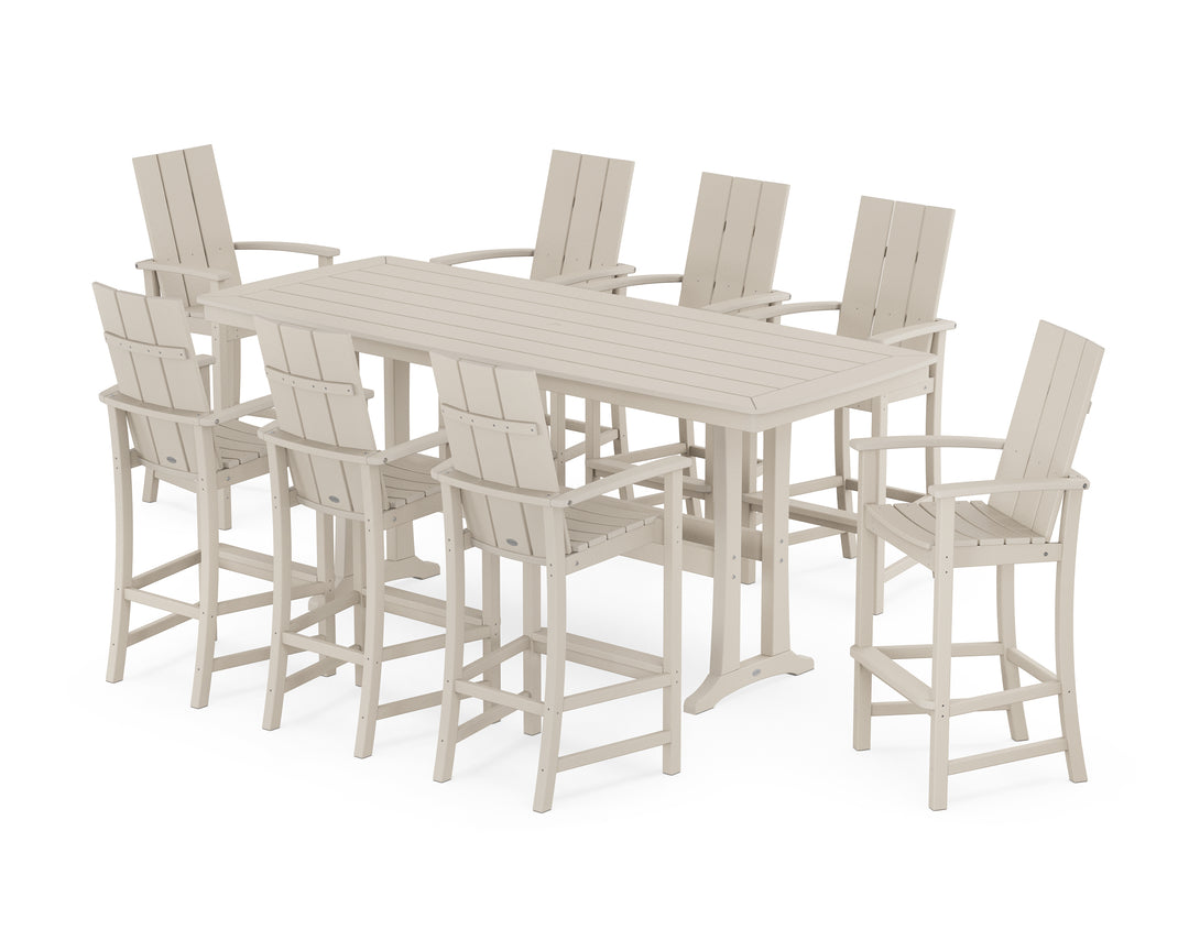 POLYWOOD® Modern Adirondack 9-Piece Bar Set with Trestle Legs