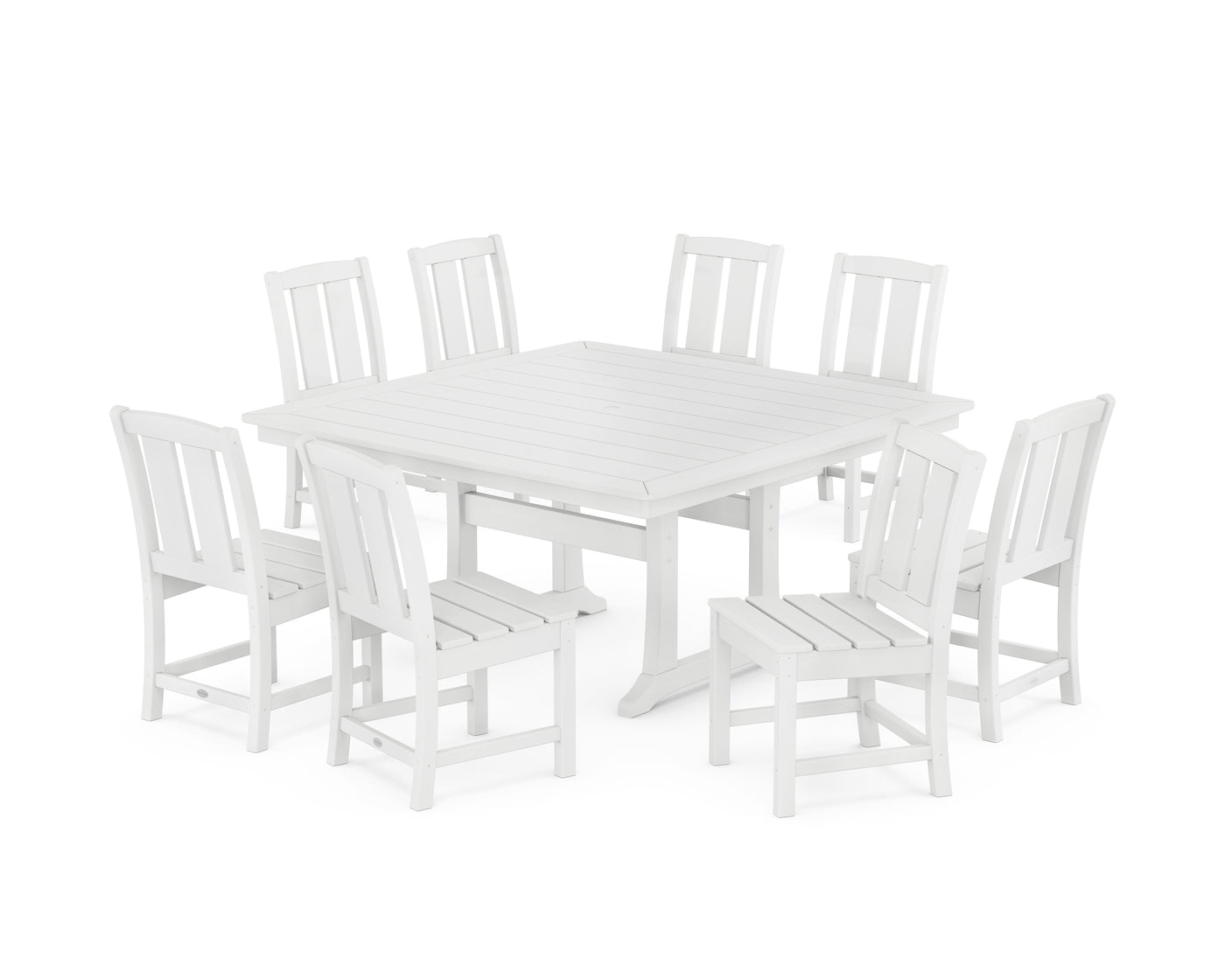 Mission Side Chair 9-Piece Square Dining Set with Trestle Legs