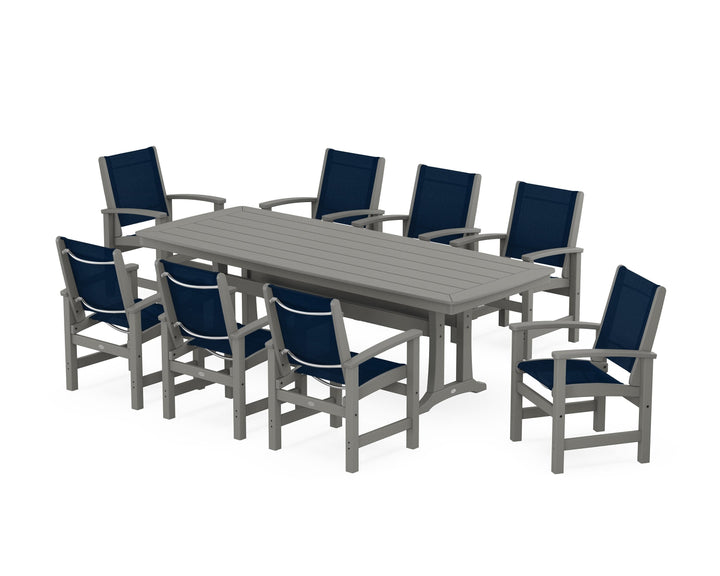 POLYWOOD® Coastal 9-Piece Dining Set with Trestle Legs