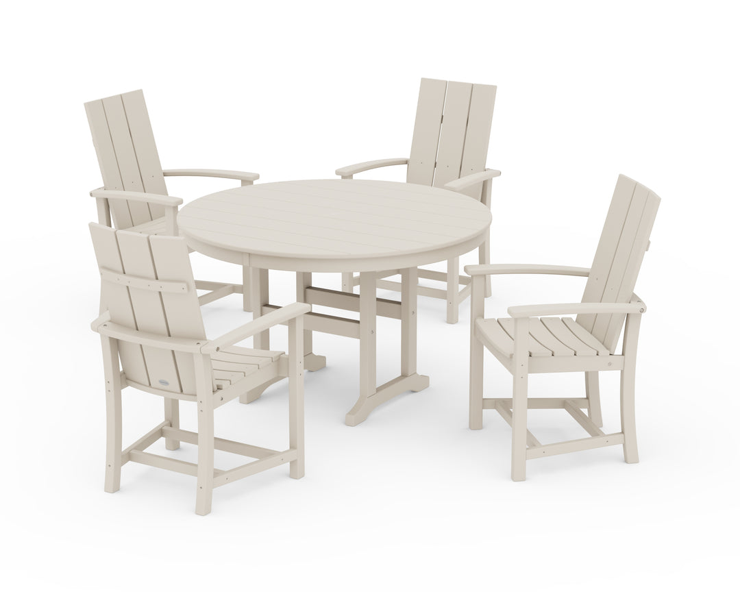 POLYWOOD® Modern Adirondack 5-Piece Round Farmhouse Dining Set