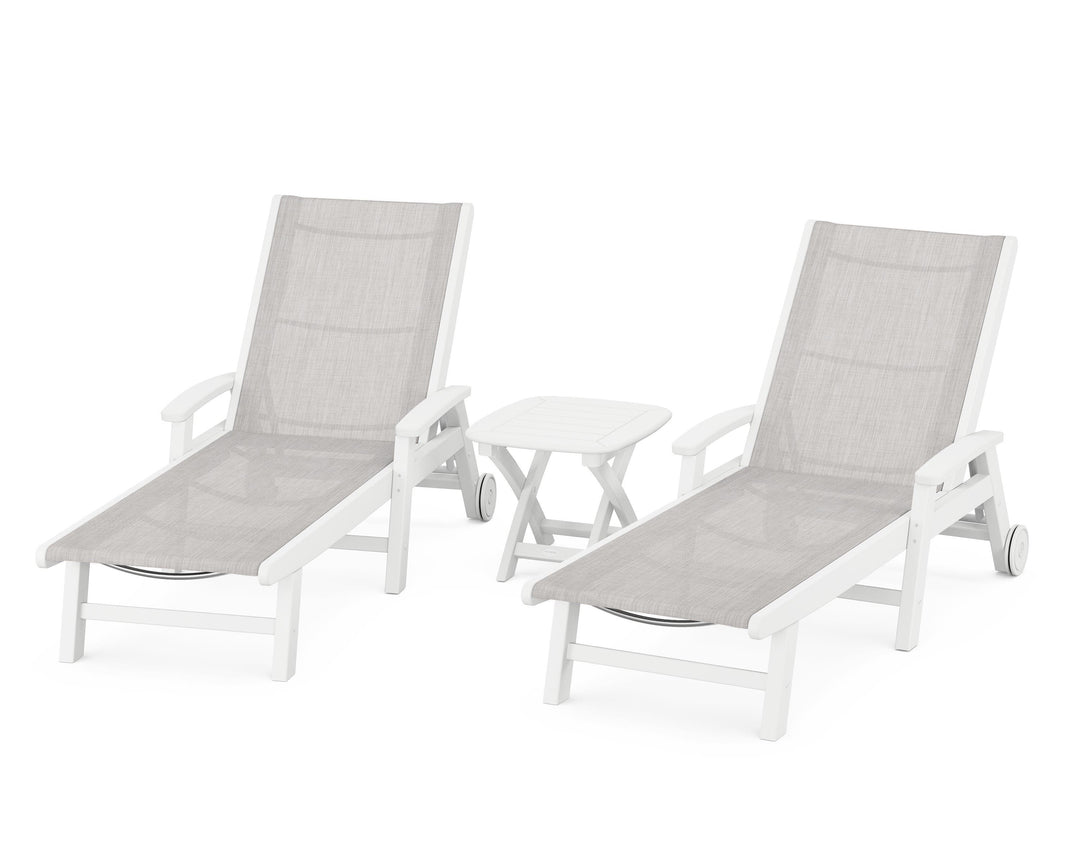 POLYWOOD® Coastal 3-Piece Wheeled Chaise Set