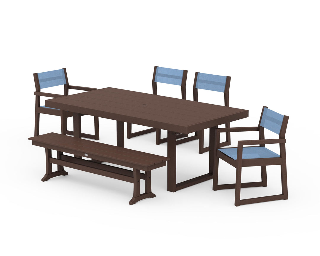 POLYWOOD® EDGE Sling 6-Piece Dining Set with Bench