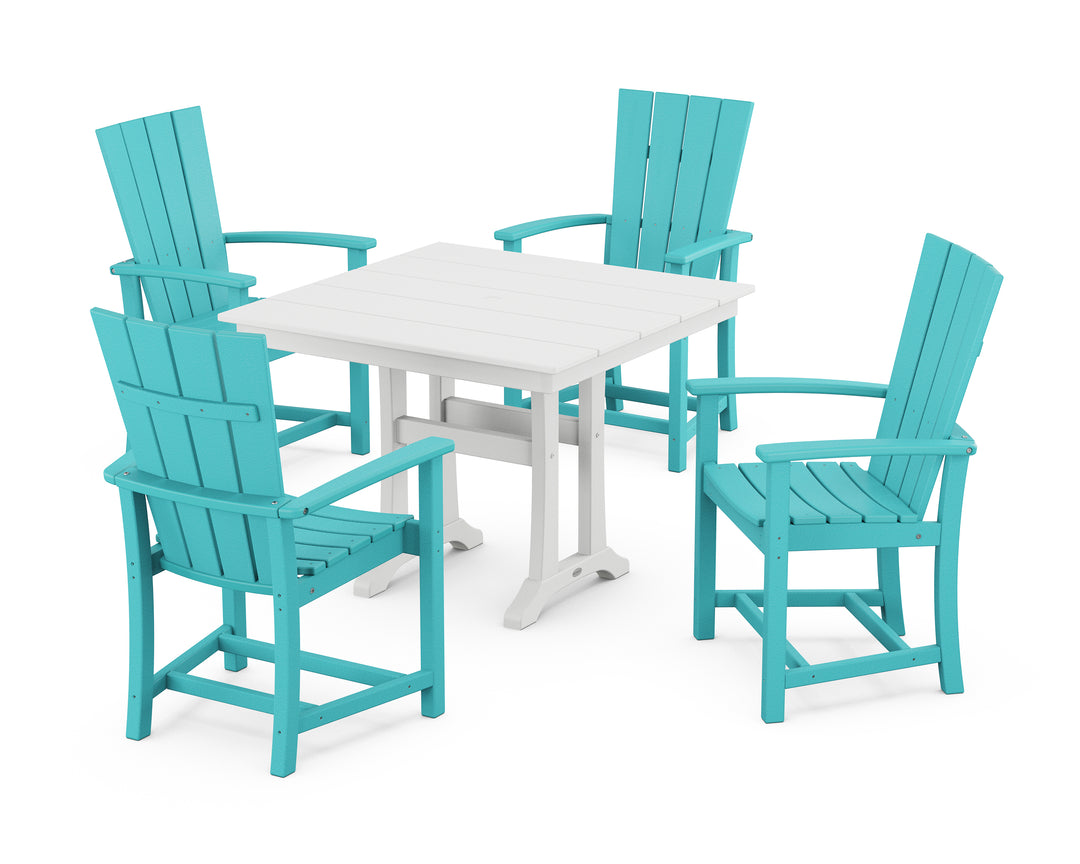 POLYWOOD® Quattro 5-Piece Farmhouse Dining Set With Trestle Legs