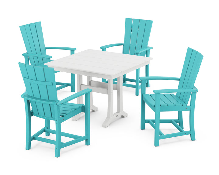 POLYWOOD® Quattro 5-Piece Farmhouse Dining Set With Trestle Legs