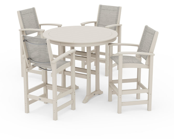 POLYWOOD® Coastal 5-Piece Nautical Trestle Bar Set