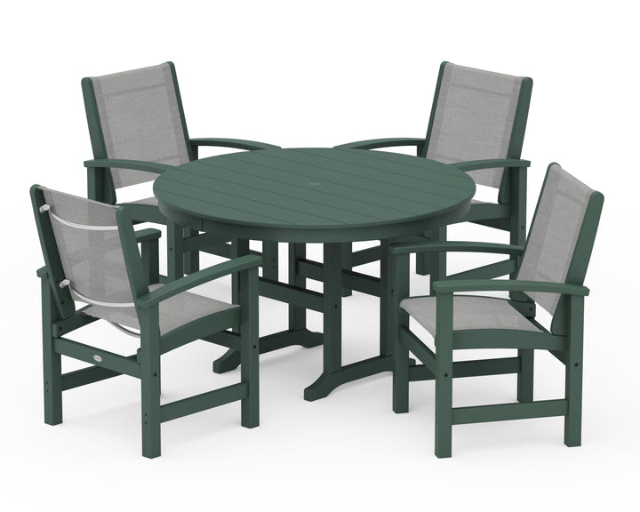POLYWOOD® Coastal 5-Piece Round Farmhouse Dining Set