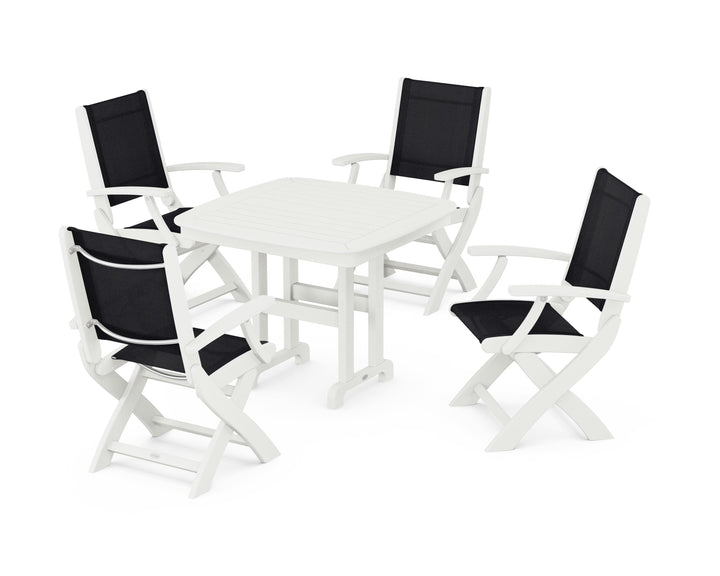 POLYWOOD® Coastal Folding Chair 5-Piece Dining Set
