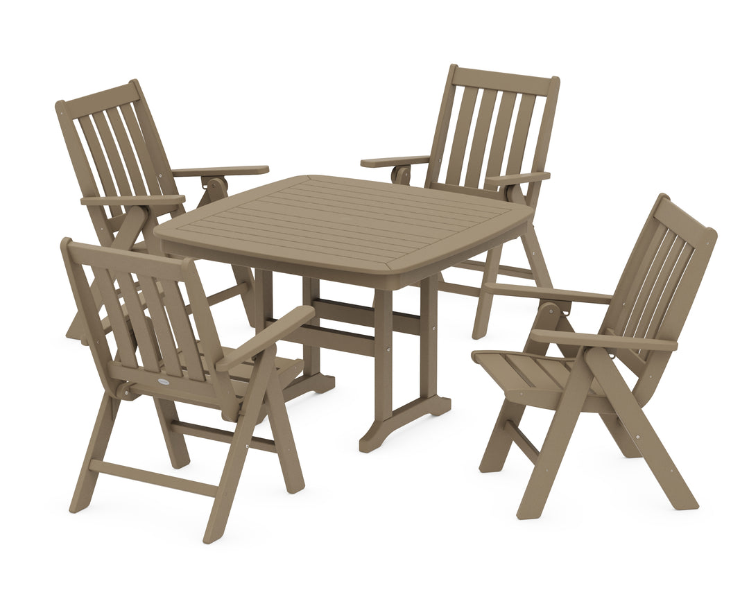 POLYWOOD® Vineyard Folding Chair 5-Piece Dining Set