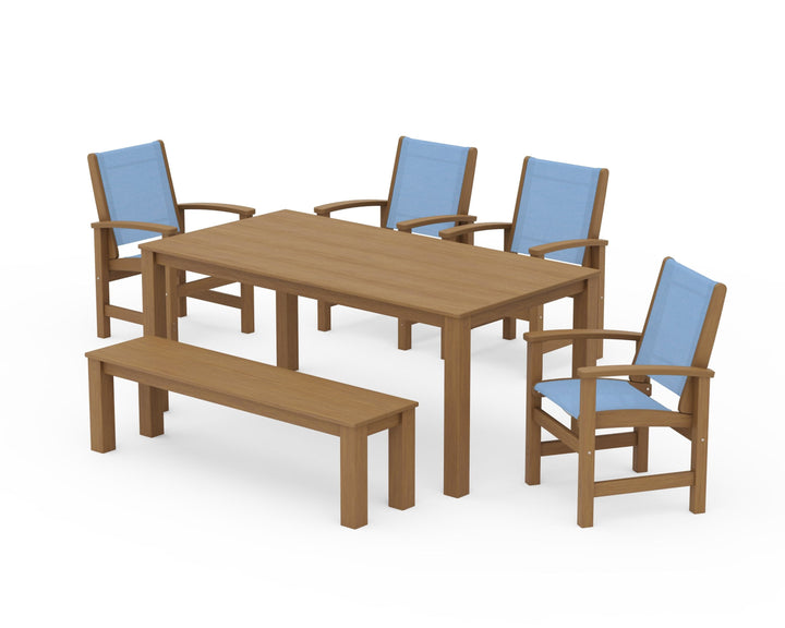 POLYWOOD® Coastal 6-Piece Parsons Dining Set with Bench
