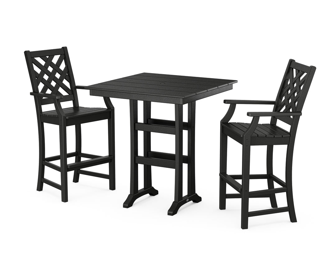 Country Living Wovendale 3-Piece Farmhouse Bar Set with Trestle Legs