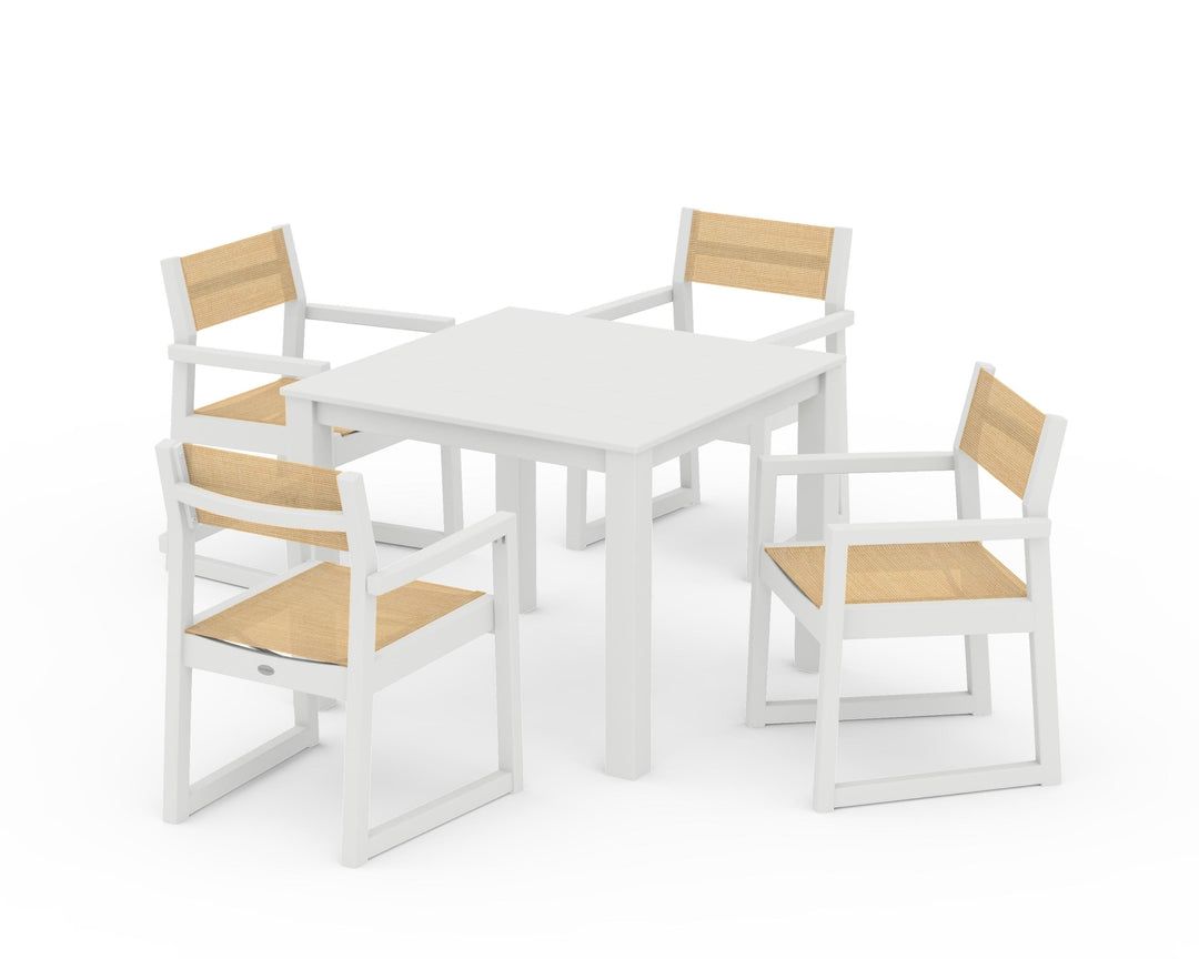 POLYWOOD® EDGE Sling Arm Chair 5-Piece Parsons Dining Set