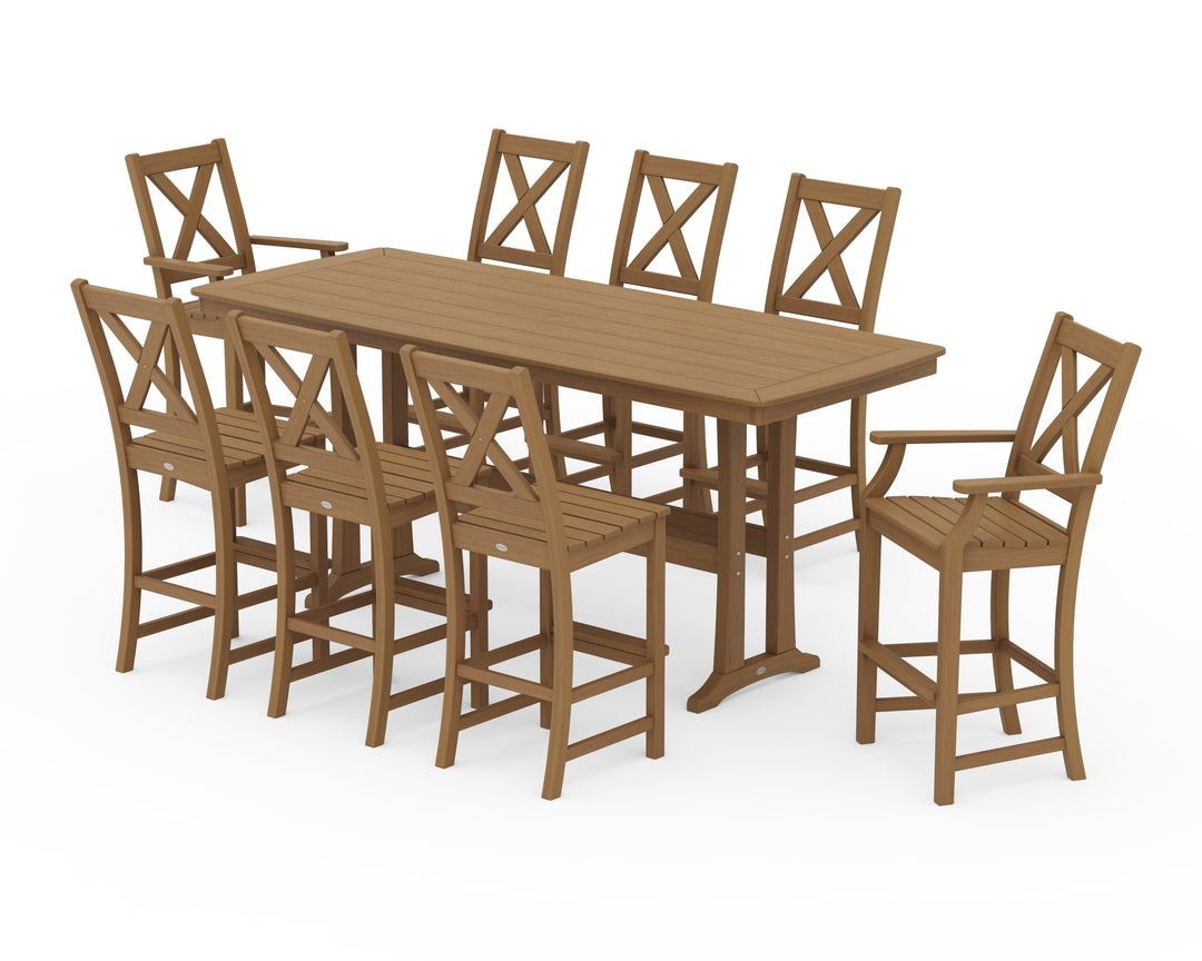 POLYWOOD® Braxton 9-Piece Bar Set with Trestle Legs