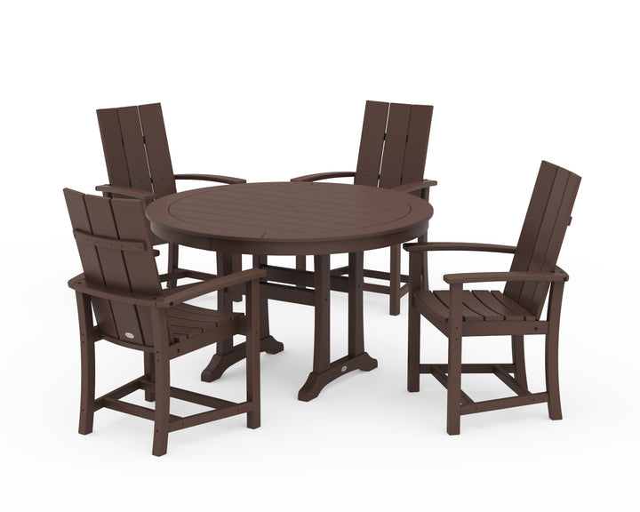 POLYWOOD® Modern Adirondack 5-Piece Round Dining Set with Trestle Legs