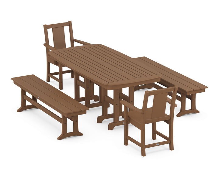 POLYWOOD® Prairie 5-Piece Dining Set with Benches