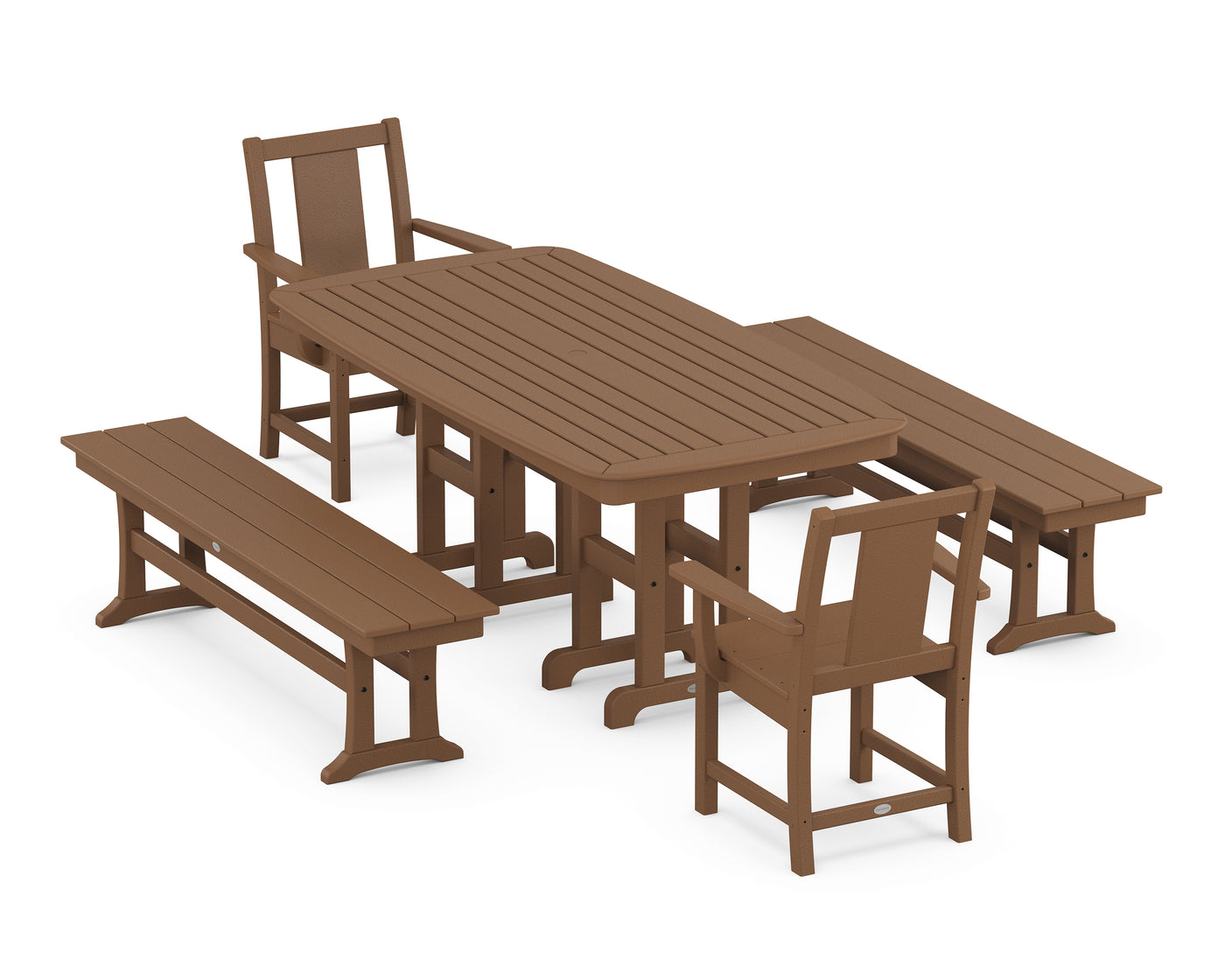 Prairie 5-Piece Dining Set with Benches