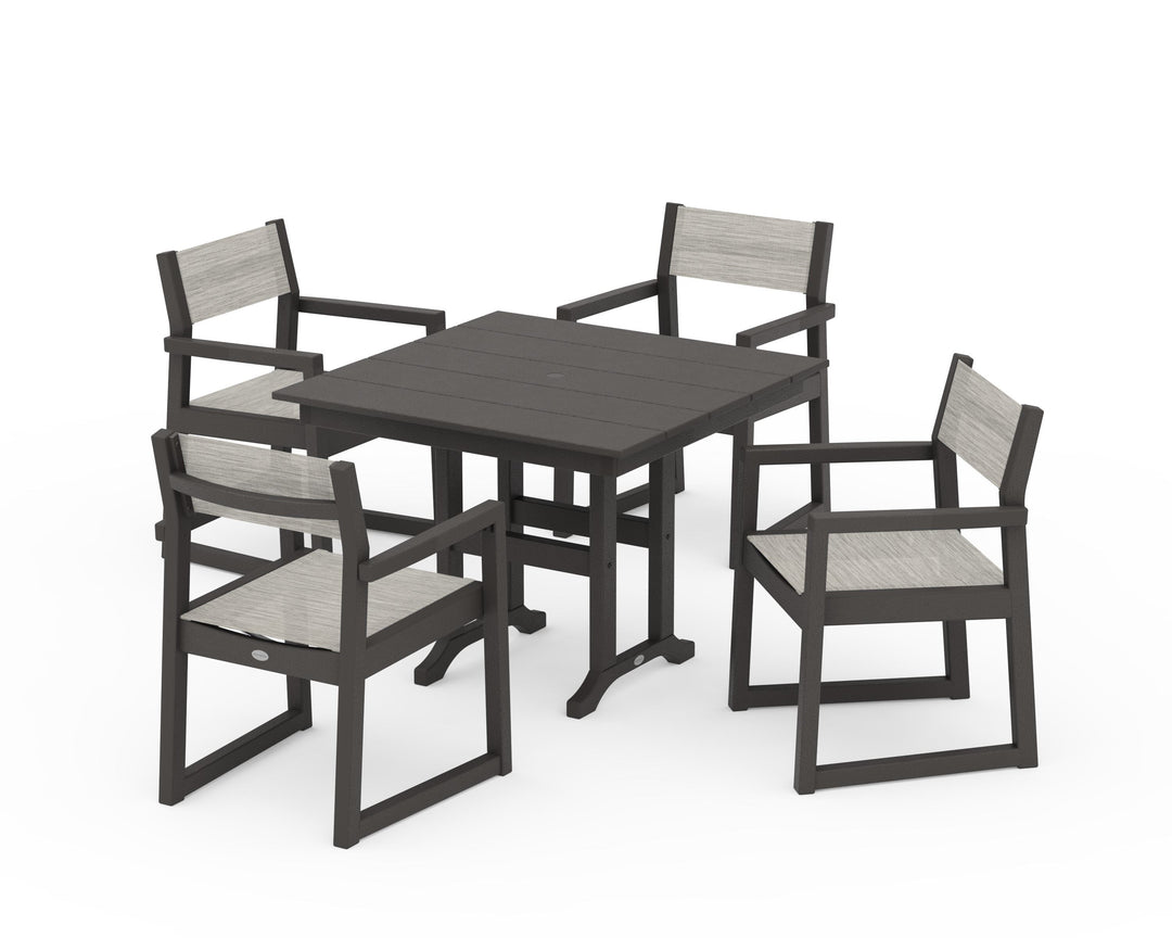 POLYWOOD® EDGE Sling Arm Chair 5-Piece Farmhouse Dining Set