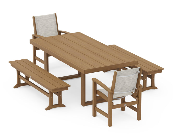 POLYWOOD® Coastal 5-Piece Dining Set with Trestle Legs