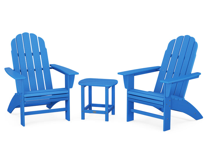 POLYWOOD® Vineyard 3-Piece Curveback Adirondack Set with South Beach 18" Side Table