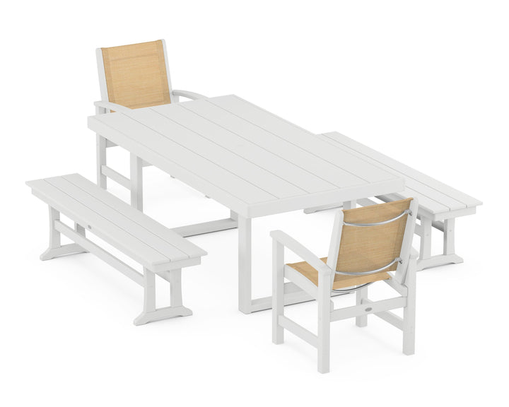 POLYWOOD® Coastal 5-Piece Dining Set with Trestle Legs