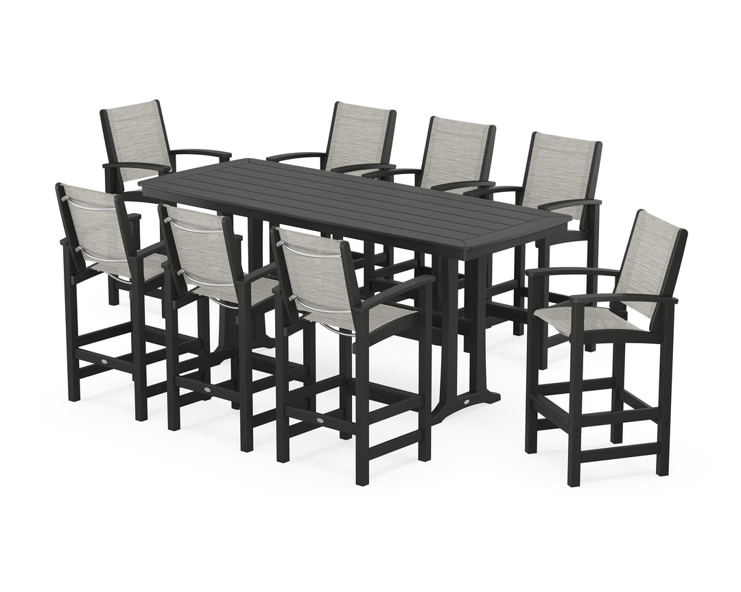 POLYWOOD® Coastal 9-Piece Bar Set with Trestle Legs