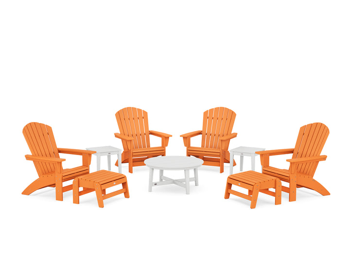 POLYWOOD® Nautical Grand Adirondack 9-Piece Conversation Set