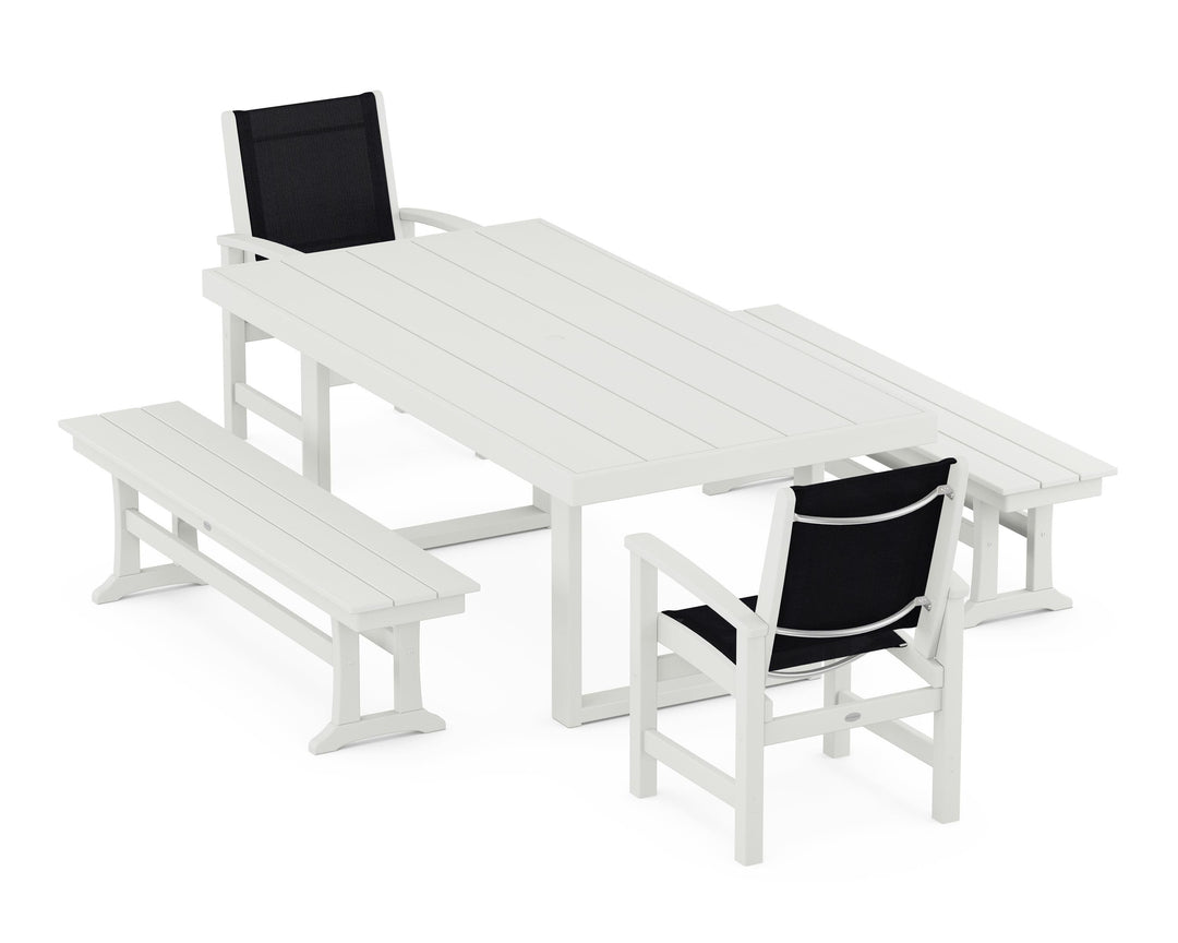 POLYWOOD® Coastal 5-Piece Dining Set with Trestle Legs