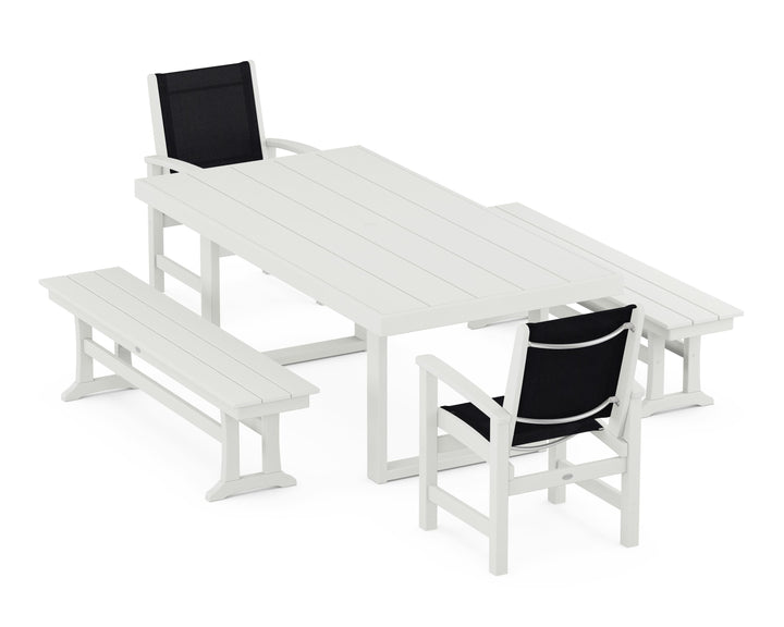 POLYWOOD® Coastal 5-Piece Dining Set with Trestle Legs