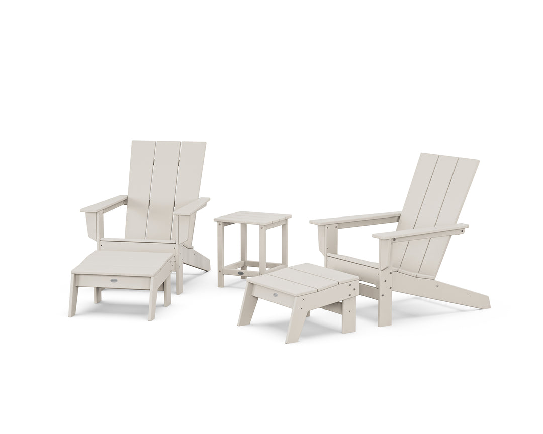POLYWOOD® 5-Piece Modern Studio Adirondack Set with Ottomans and Side Table
