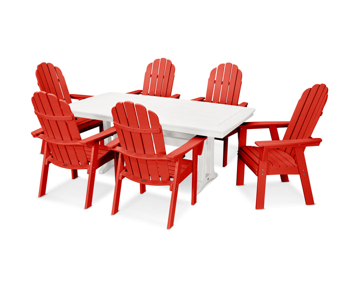 POLYWOOD® Vineyard Curveback Adirondack 7-Piece Dining Set with Trestle Legs