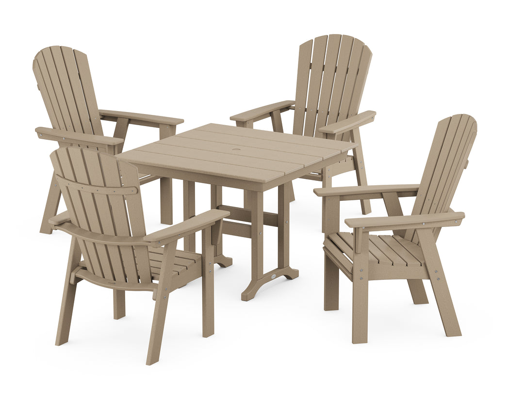 POLYWOOD® Nautical Curveback Adirondack 5-Piece Farmhouse Dining Set